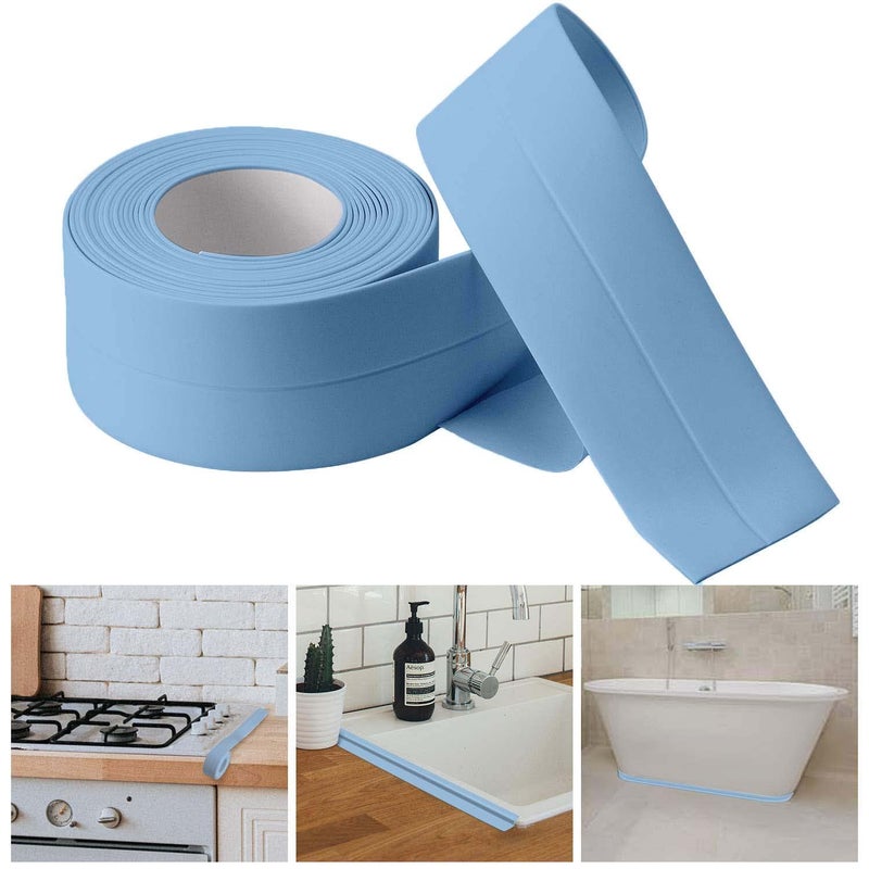 solikdm Bath & Kitchen Caulk Tape Sealant Strip, PVC Self-Adhesive Tub & Wall Sealing Tape, Shower Tile Sealer (Blue) - Image 1