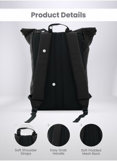 PARAJOHN Rolltop Rucksack/Backpack - Waterproof Backpack For Women and Men - Rucksack For Travel and Work (Black)  - Image 4