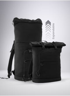 PARAJOHN Rolltop Rucksack/Backpack - Waterproof Backpack For Women and Men - Rucksack For Travel and Work (Black)  - Image 3