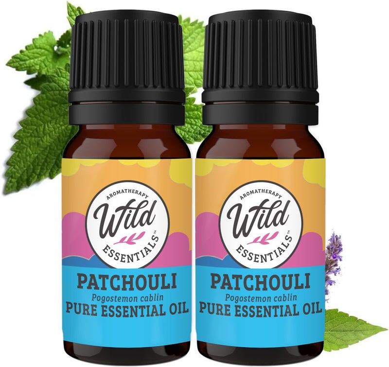 mEssentials Wild Essentials Patchouli 100% Pure Essential Oil 2 Pack - 10ml, Therapeutic Grade, Made and Bottled in The USA, Relaxing, Grounding 