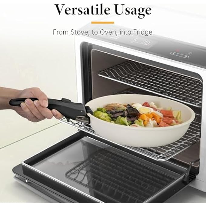 ريحني مقبض وعاء قابل للإزالة، مقبض مقلاة أسود عالمي، مقبض بديل للأواني والمقالي يناسب جميع أدوات الطهي، يتضمن مسند ملعقة ووسادة تنقيط ومتين ومقاوم للحرارة - Image 4