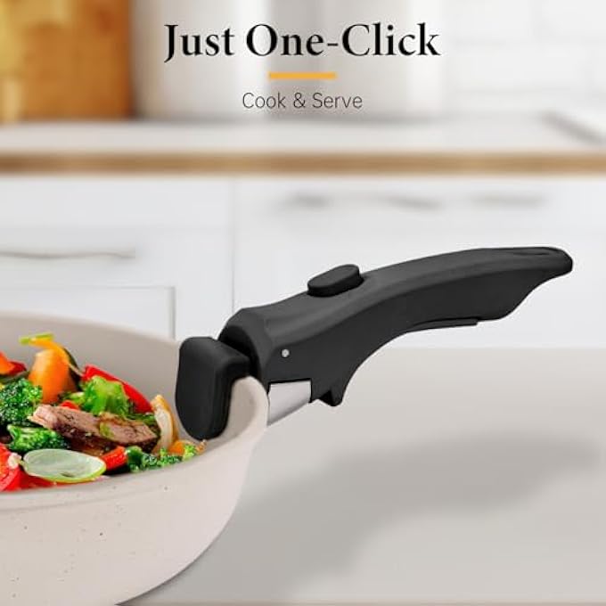 ريحني مقبض وعاء قابل للإزالة، مقبض مقلاة أسود عالمي، مقبض بديل للأواني والمقالي يناسب جميع أدوات الطهي، يتضمن مسند ملعقة ووسادة تنقيط ومتين ومقاوم للحرارة - Image 3