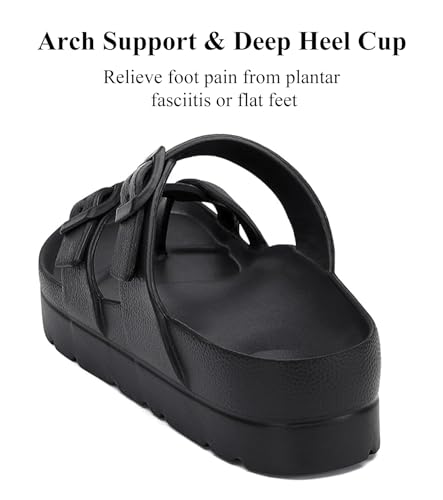 Haifago Women's Platform Sandals with Arch Support, Adjustable Strap Toe Loop Slides, Beach Summer Essential Flip Flops Comfortable Lightweight - Image 3