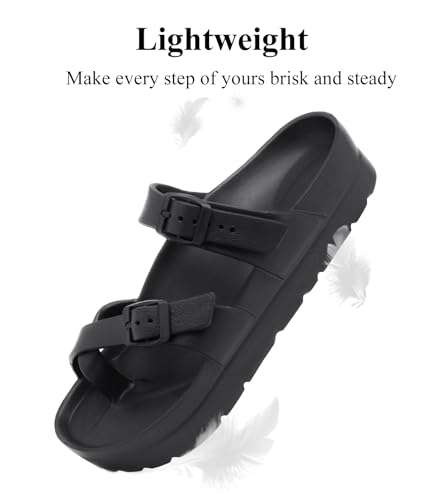 Haifago Women's Platform Sandals with Arch Support, Adjustable Strap Toe Loop Slides, Beach Summer Essential Flip Flops Comfortable Lightweight - Image 5