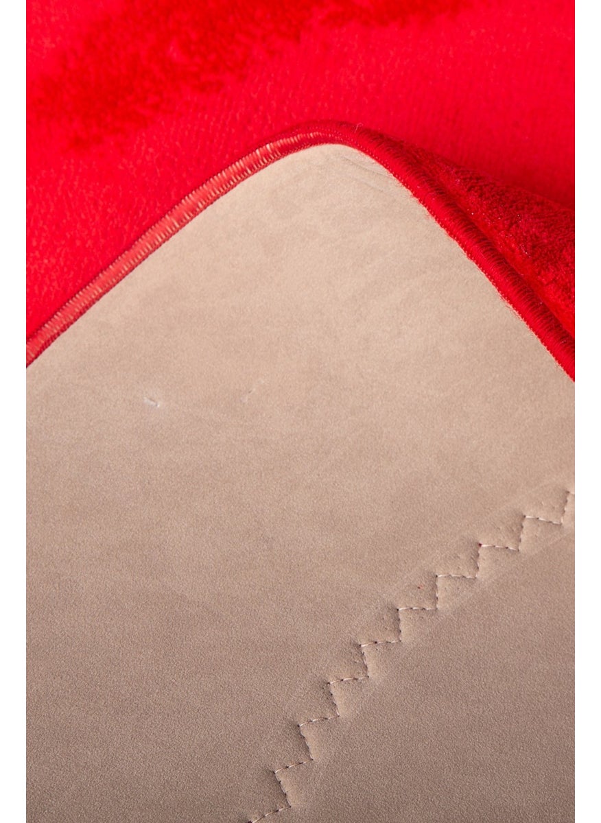 Bonny Home Rixos Red 2-Piece Bathroom Rug Mat Set Non-Slip Based Toilet Seat Set  - Image 1