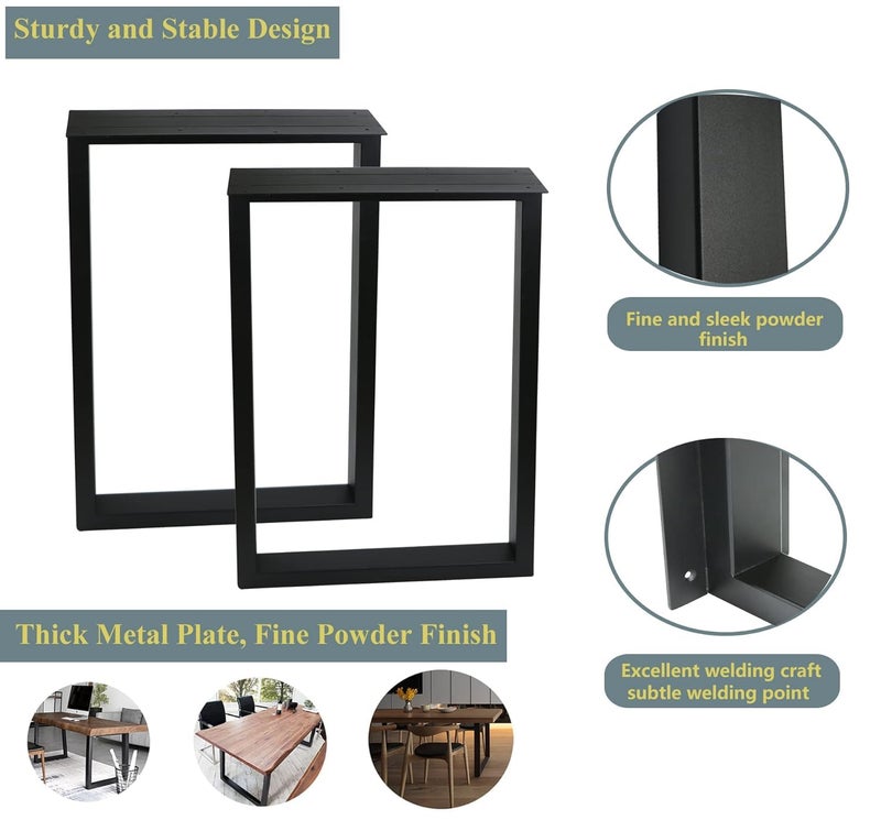 Ventuos Metal Table Legs 28 Inch Metal Coffee Table Legs Heavy Duty Square Tube Iron Desk Legs Industrial Furniture LegsBench LegsSet of 2 28 Height 18 WideOnly Legs Without Board Black - Image 3