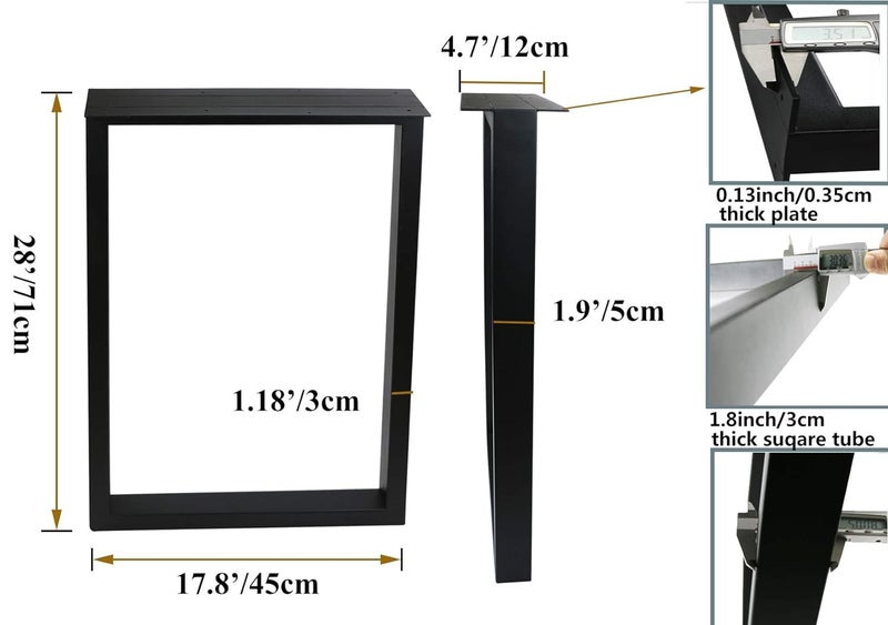 Ventuos Metal Table Legs 28 Inch Metal Coffee Table Legs Heavy Duty Square Tube Iron Desk Legs Industrial Furniture LegsBench LegsSet of 2 28 Height 18 WideOnly Legs Without Board Black - Image 5