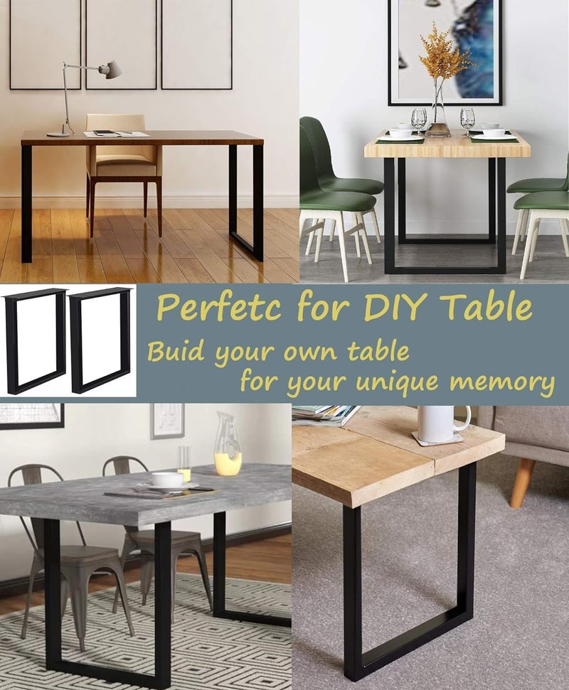 Ventuos Metal Table Legs 28 Inch Metal Coffee Table Legs Heavy Duty Square Tube Iron Desk Legs Industrial Furniture LegsBench LegsSet of 2 28 Height 18 WideOnly Legs Without Board Black - Image 2