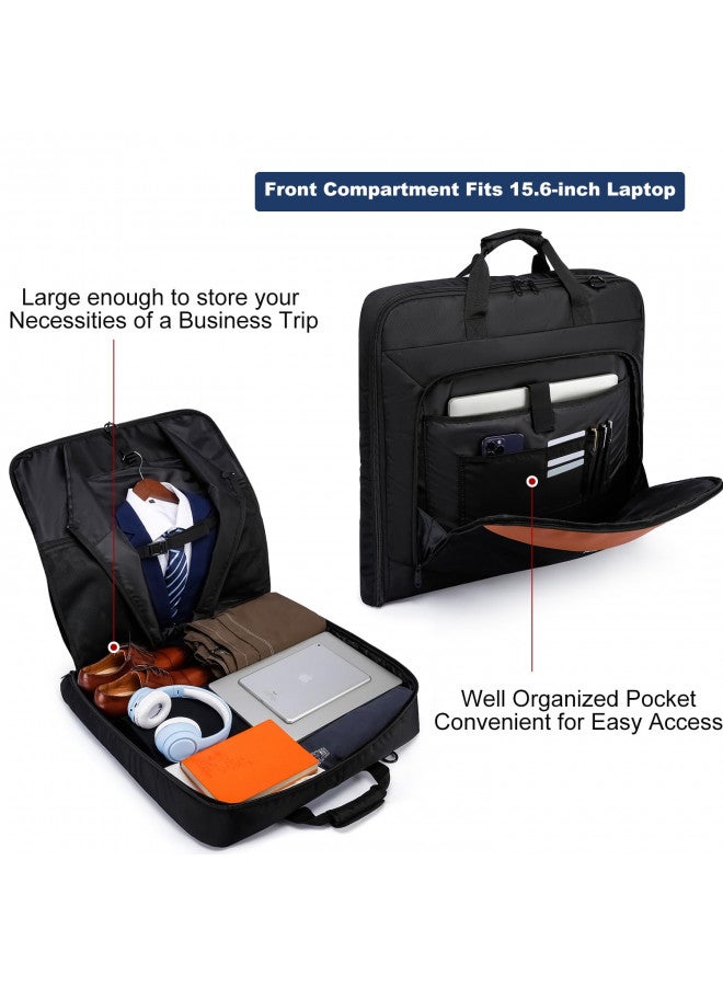 PUSLOM Garment Bag for Travel Large Men Suit Bag Up to 3 Suits Dress Carry on Garment Bags for Business Trips,2 in 1 Hanging Suitcase Luggage Bags for Travel,Foldable Carry On Bag Fits 15.6 Inch Laptop - Image 2