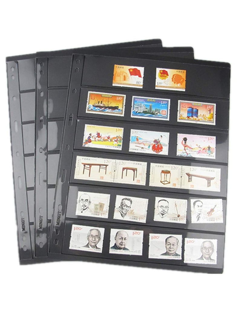 SYOSI - Stamp Pages for Stamp Album Binder, 10 Sheet (20 Page) 6 Rows, Banknote Collection Book Coin Book, Coin Collection Book, Stamp Book Paper Pages for Stamp Collectors, Professional Pack (6 Rows) - Image 1