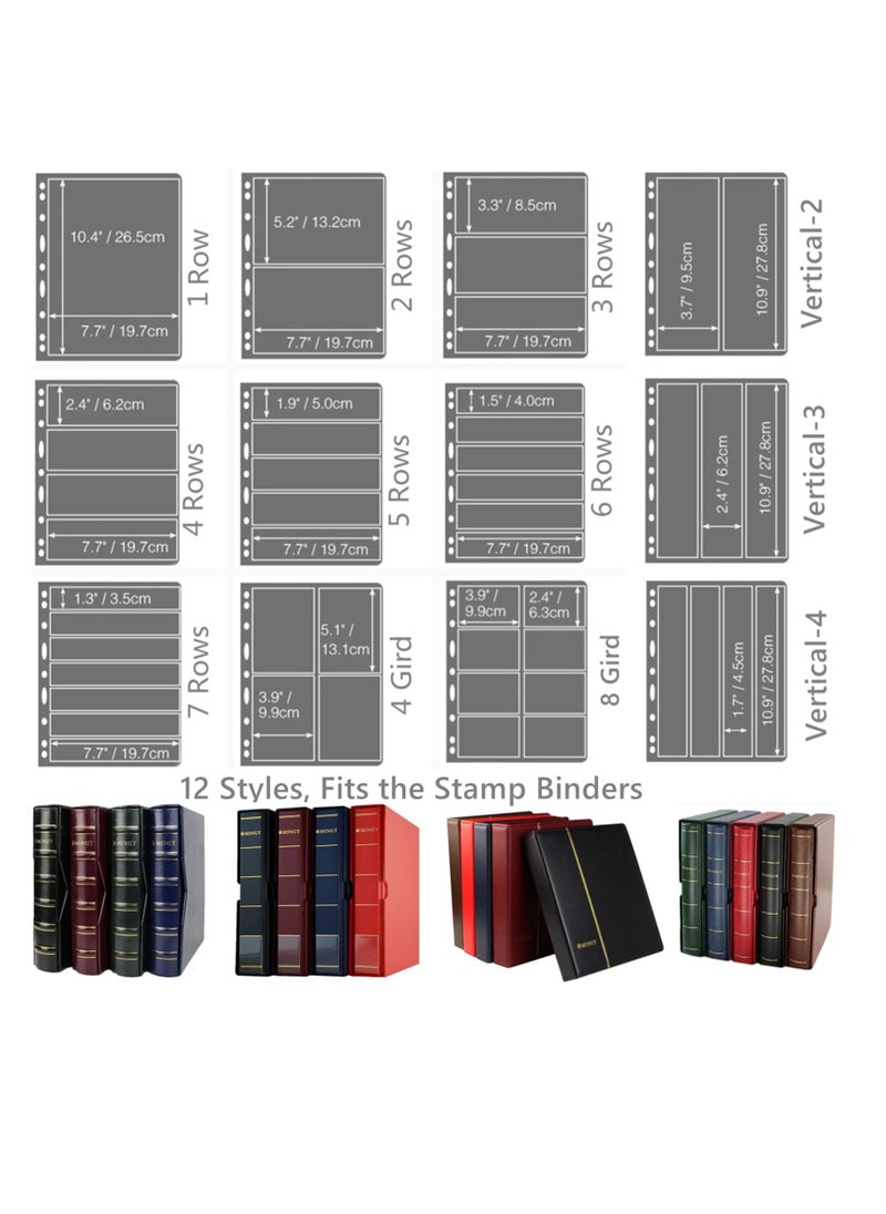 SYOSI - Stamp Pages for Stamp Album Binder, 10 Sheet (20 Page) 6 Rows, Banknote Collection Book Coin Book, Coin Collection Book, Stamp Book Paper Pages for Stamp Collectors, Professional Pack (6 Rows) - Image 1
