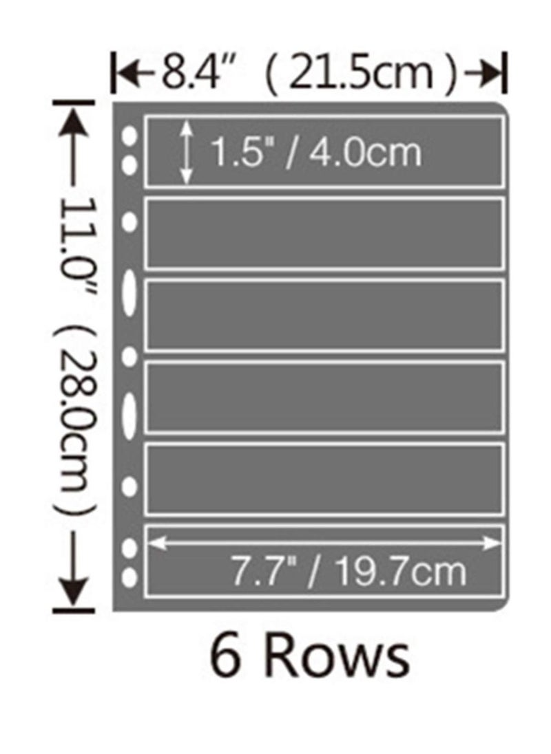 SYOSI - Stamp Pages for Stamp Album Binder, 10 Sheet (20 Page) 6 Rows, Banknote Collection Book Coin Book, Coin Collection Book, Stamp Book Paper Pages for Stamp Collectors, Professional Pack (6 Rows) - Image 1