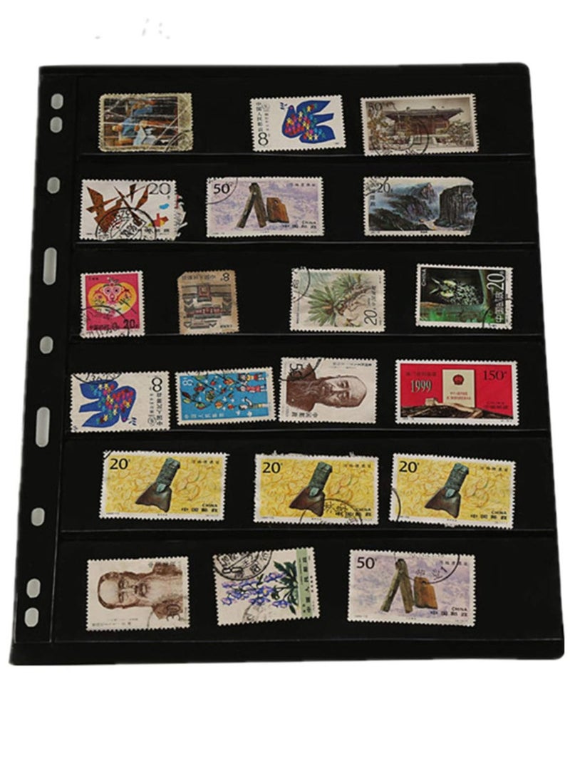 SYOSI - Stamp Pages for Stamp Album Binder, 10 Sheet (20 Page) 6 Rows, Banknote Collection Book Coin Book, Coin Collection Book, Stamp Book Paper Pages for Stamp Collectors, Professional Pack (6 Rows) - Image 1