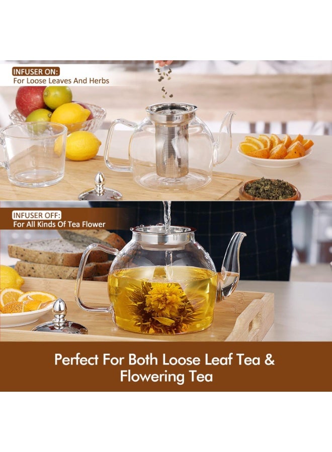 Hiware Glass Teapot with Removable Infuser 1000ml Stovetop Tea Maker and Tea Maker - Image 5