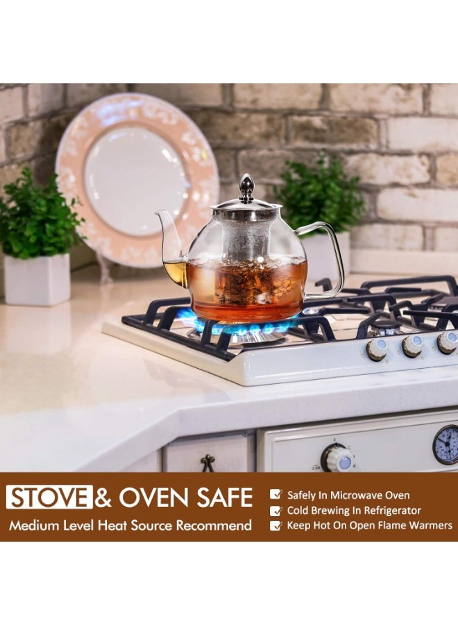 Hiware Glass Teapot with Removable Infuser 1000ml Stovetop Tea Maker and Tea Maker - Image 3