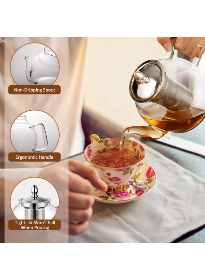 Hiware Glass Teapot with Removable Infuser 1000ml Stovetop Tea Maker and Tea Maker - Image 2
