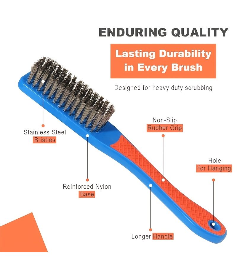 New Upgraded Version 3 Piece Wire Brushes Set Plastic Handle Rust Remover Cleaner - Image 1