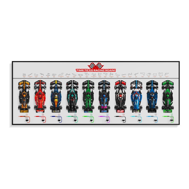 DALDED Display Wallboard for Lego F1 Speed Champions 66802 Wall Mount Frame for 10 Race Cars 7724277251 Transform Model into Wall Art Great Gift for Fans Collectors White No Model Included - Image 3