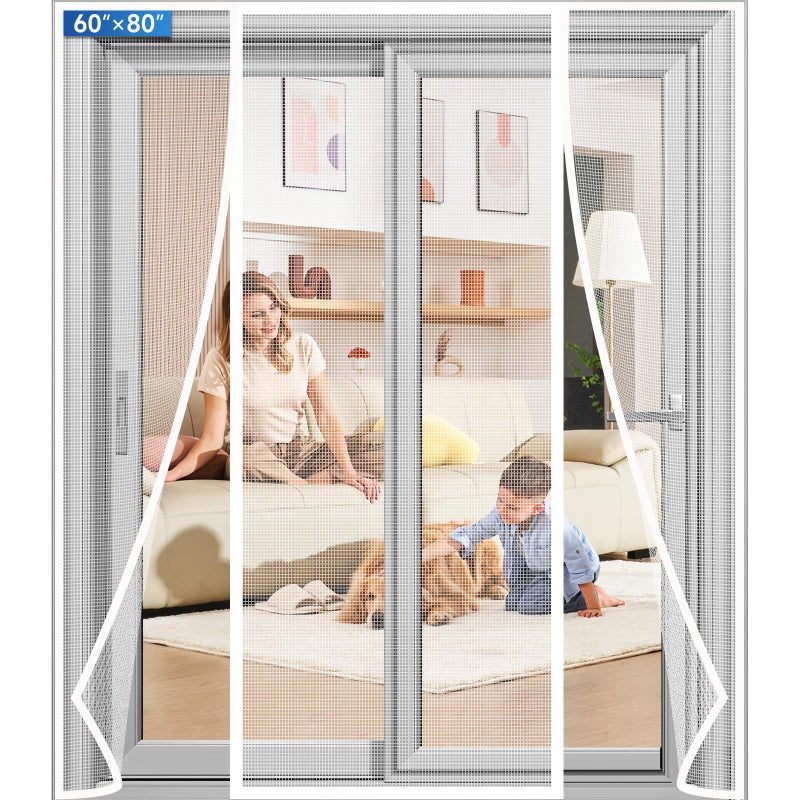 LONGEAS Magnetic Screen Door Upgraded PET Mesh Stronger Than Fiberglass and Polyester,Hands Free,Keeps Bugs Out,Pet & Kid Friendly,Suitable for Sliding Door,Large Patio Door and French Door-72''x80'' - Image 1