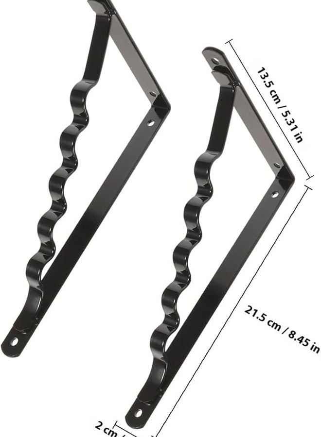 Black Heavy Duty Floating Shelf Brackets 2 Pack Wall Mounted Angled Braces For Kitchen Bathroom Bedroom Storage - Image 3