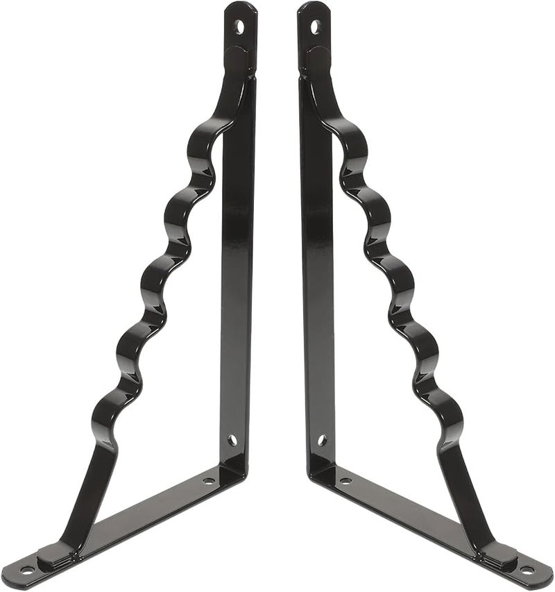 Black Heavy Duty Floating Shelf Brackets 2 Pack Wall Mounted Angled Braces For Kitchen Bathroom Bedroom Storage - Image 1