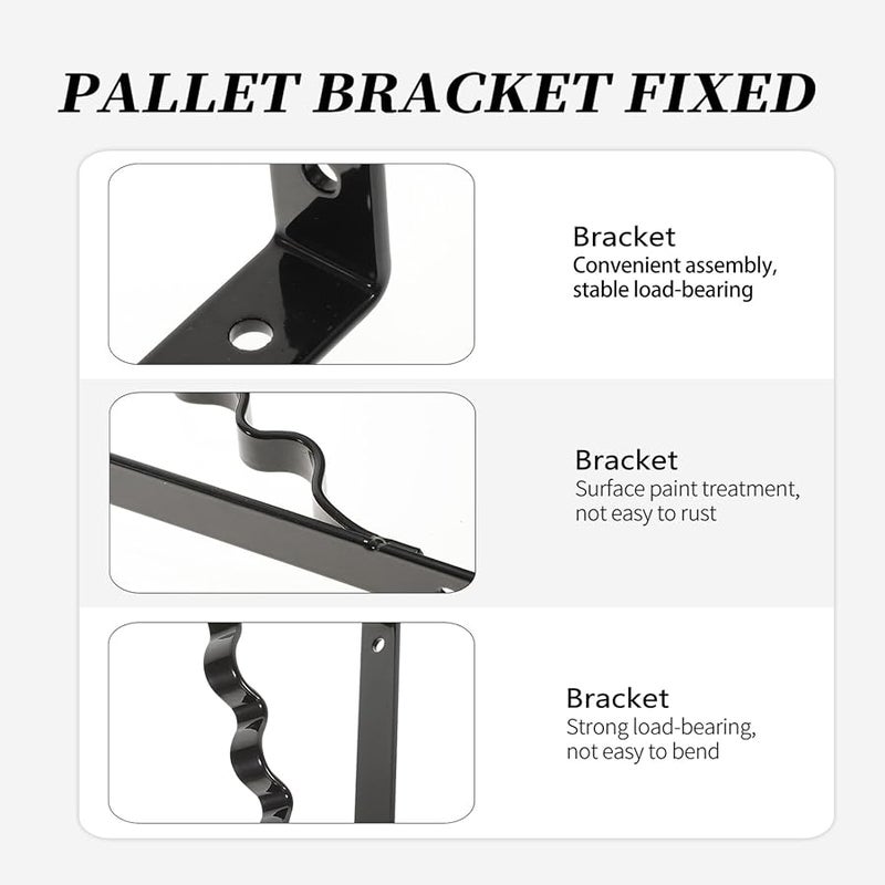 Black Heavy Duty Floating Shelf Brackets 2 Pack Wall Mounted Angled Braces For Kitchen Bathroom Bedroom Storage - Image 5