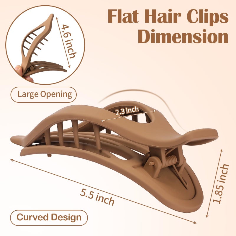 Mandydov 5.5 Inches Extra Large Flat Hair Clips for Women, 4 Pack XL Big Claw Clips for Thick Hair, Oversized Matte Strong Hold Non-slip Flat Claws, Neutral Colors - Image 2
