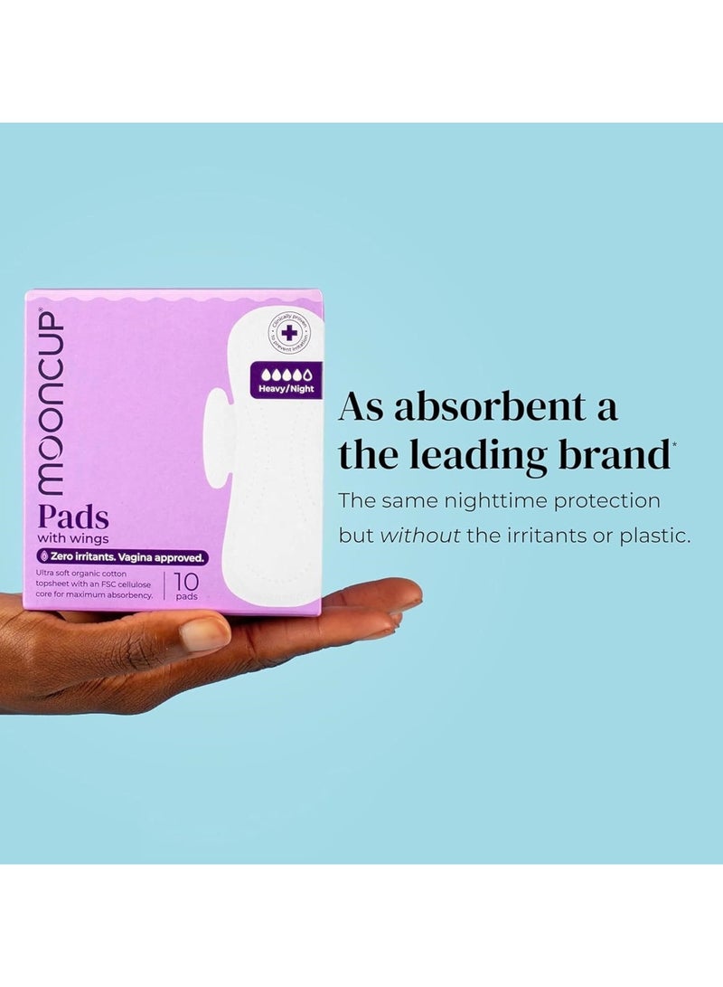 Mooncup Heavy / Night Flow Ultra Soft Organic Cotton Pads With Wings Extra Long 10 Pads - Image 2