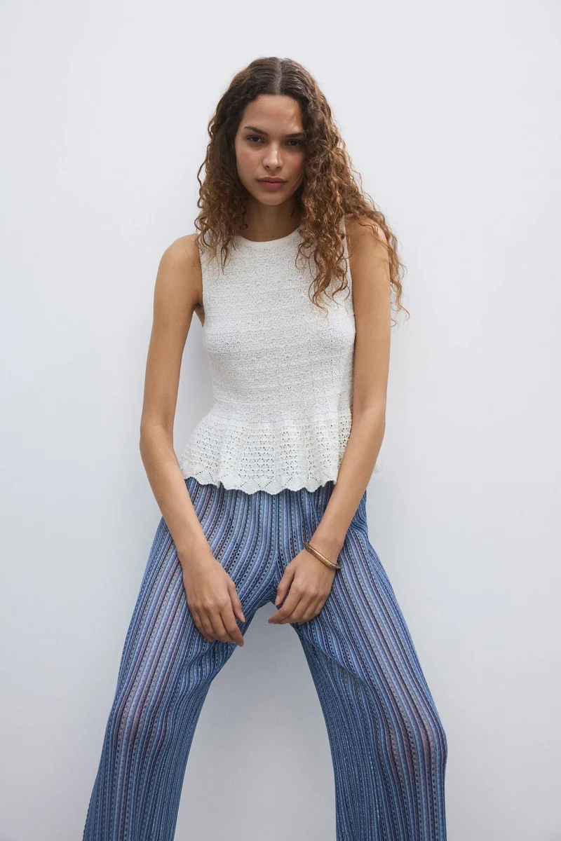 H&M Wide hole-knit trousers
