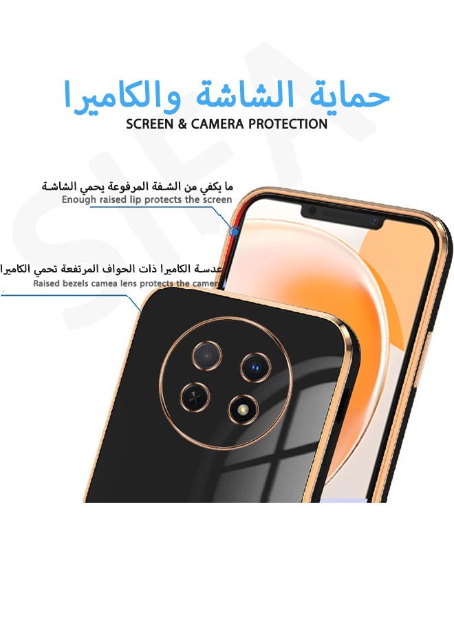 حافظة هواوي نوفا Y91، حافظة تي بي يو ناعمة مطلية بالكهرباء مضادة للسقوط لهاتف نوفا Y91، غطاء خلفي مقاوم للصدمات لهاتف هواوي نوفا Y91 4G، أسود/ذهبي - Image 2
