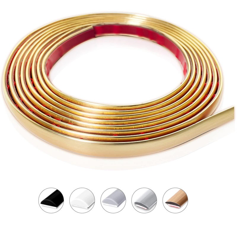 Peel and Stick Molding Trim Flexible Panels Molding Trim for Backsplash Tile Edge HalfRound Self Adhesive Molding Trim for Wall Frame Mirror and Home Decoration 10 Ft05 in Gold