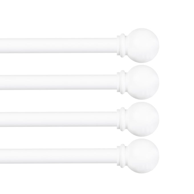 CHELSEA BALL END WINDOW CURTAIN ROD ADJUSTABLE CURTAIN ROD FOR WINDOWS 28 TO 48 INCHES EXTENDABLE CURTAIN ROD SET WHITE CURTAIN ROD CURTAIN RODS 4 PACK