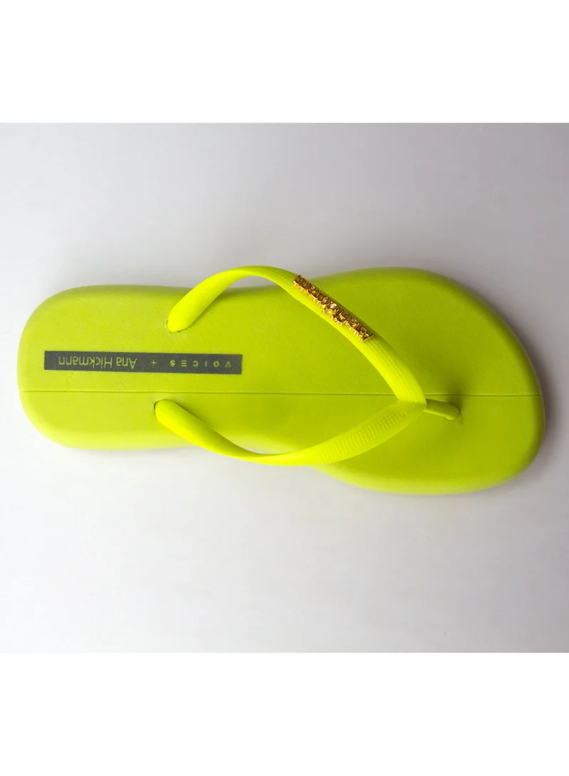 Voices Boat Women'S Flip Flops With Matching Brand Design Strap - Yellow