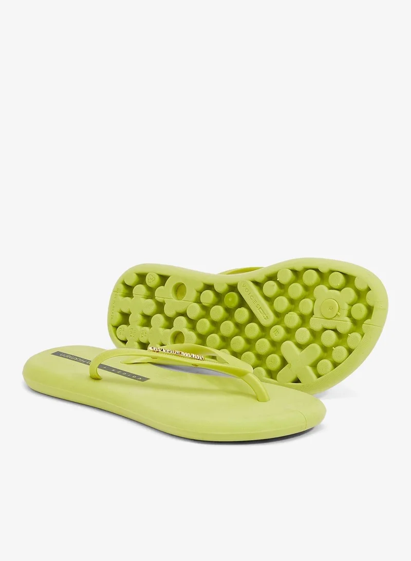 Voices Lime-Lime-Gold Boat Women'S Flip Flops With Matching Brand Design Strap - Yellow for Women | Best Price UAE