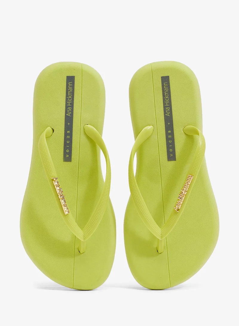 Voices Lime-Lime-Gold Boat Women'S Flip Flops With Matching Brand Design Strap - Yellow for Women | Best Price UAE