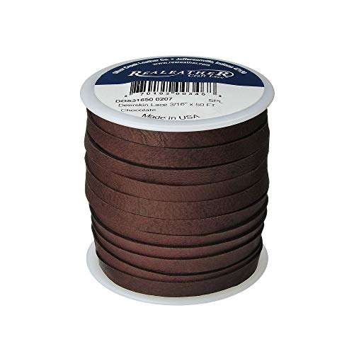 Realeather Silver Creek Leather Co Realeather Deerskin Leather Lace for Crafts and Jewelry Making, 3/16" x 50', Chocolate - Image 1