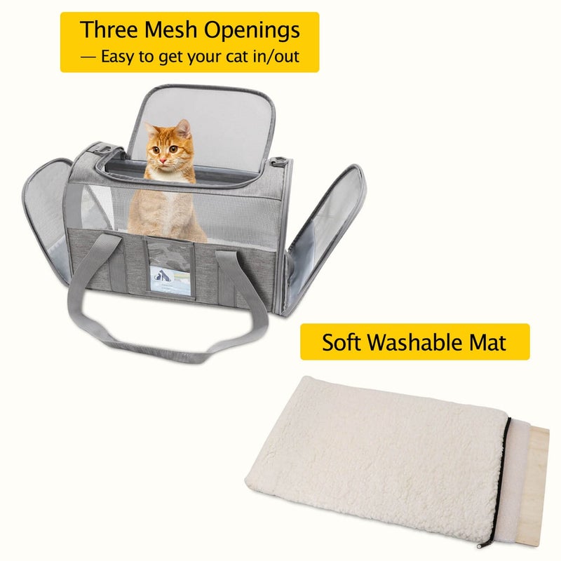 Refrze Cat Carrier,Dog Carriers for Small Dogs Medium Cats Pet Carrier up to 15 Lbs, TSA Airline Approved Cat Carrier Soft, Cat Dog Crate Travel Bag,Grey - Image 5