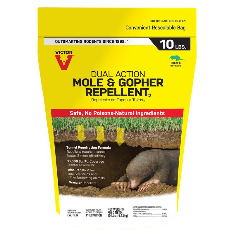 Victor Mole and Gopher Repellent - Repels Mole, Gopher, Vole, and Other Burrowing Animals - Repel Rodents Outdoors - M7002-2 - 10 lb Bag - Image 1