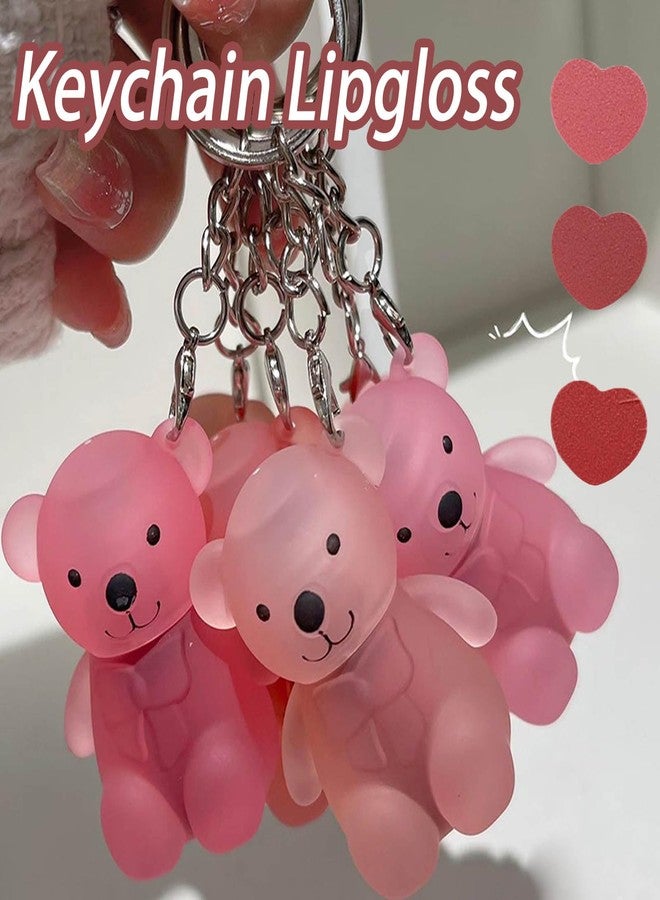 KTouler 3Pcs Liquid Matte Keychain Lipstick Set,Cute Bear Red Nude Pink Lipstick for Women,Long Lasting Velvet Vegan Smooth High Impact Color Lip Cream - Image 3