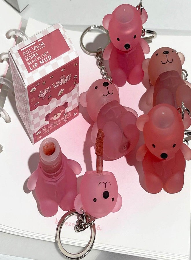 KTouler 3Pcs Liquid Matte Keychain Lipstick Set,Cute Bear Red Nude Pink Lipstick for Women,Long Lasting Velvet Vegan Smooth High Impact Color Lip Cream - Image 5