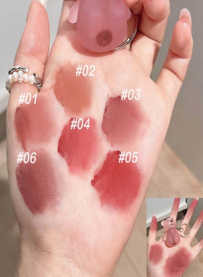 KTouler 3Pcs Liquid Matte Keychain Lipstick Set,Cute Bear Red Nude Pink Lipstick for Women,Long Lasting Velvet Vegan Smooth High Impact Color Lip Cream - Image 4