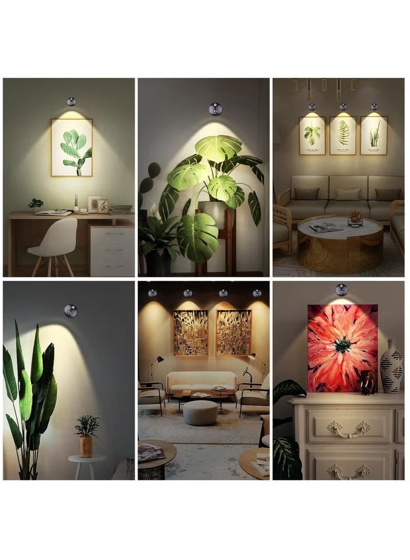 2Pcs Wireless Spotlight for Indoor, Battery Operated LED Spotlight with Dimmable Rotatable Timer Uplight Mini Accent Lights with Remote for Wall Display Plants Painting Artwork Closet Natural White  - Image 4