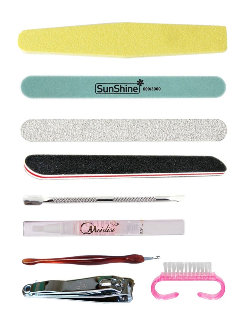 NIBEMINENT 9-Piece Smooth Nail Care Manicure Tool Set Multicolour - Image 1