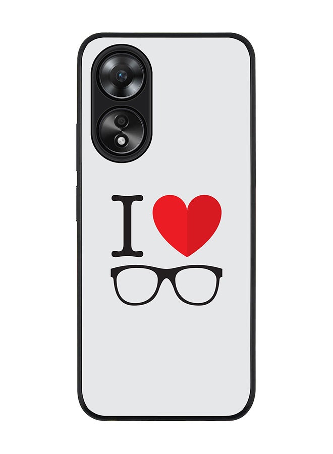 Stylizedd Rugged Black edge case for Oppo A58 4G, Slim fit Soft Case Flexible Rubber Edges Anti Drop TPU Gel Thin Cover- I Love Glasses - Image 1