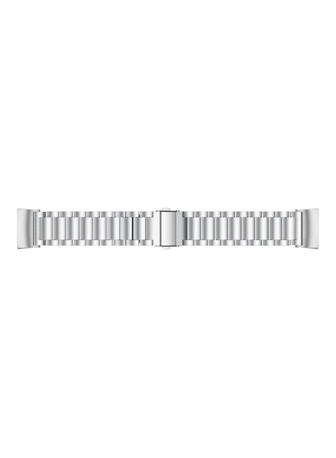NIBEMINENT Three Beads Slingshot Buckle Solid Stainless Steel Wrist Strap Watch Band For Fitbit Charge 3 Silver  - Image 3