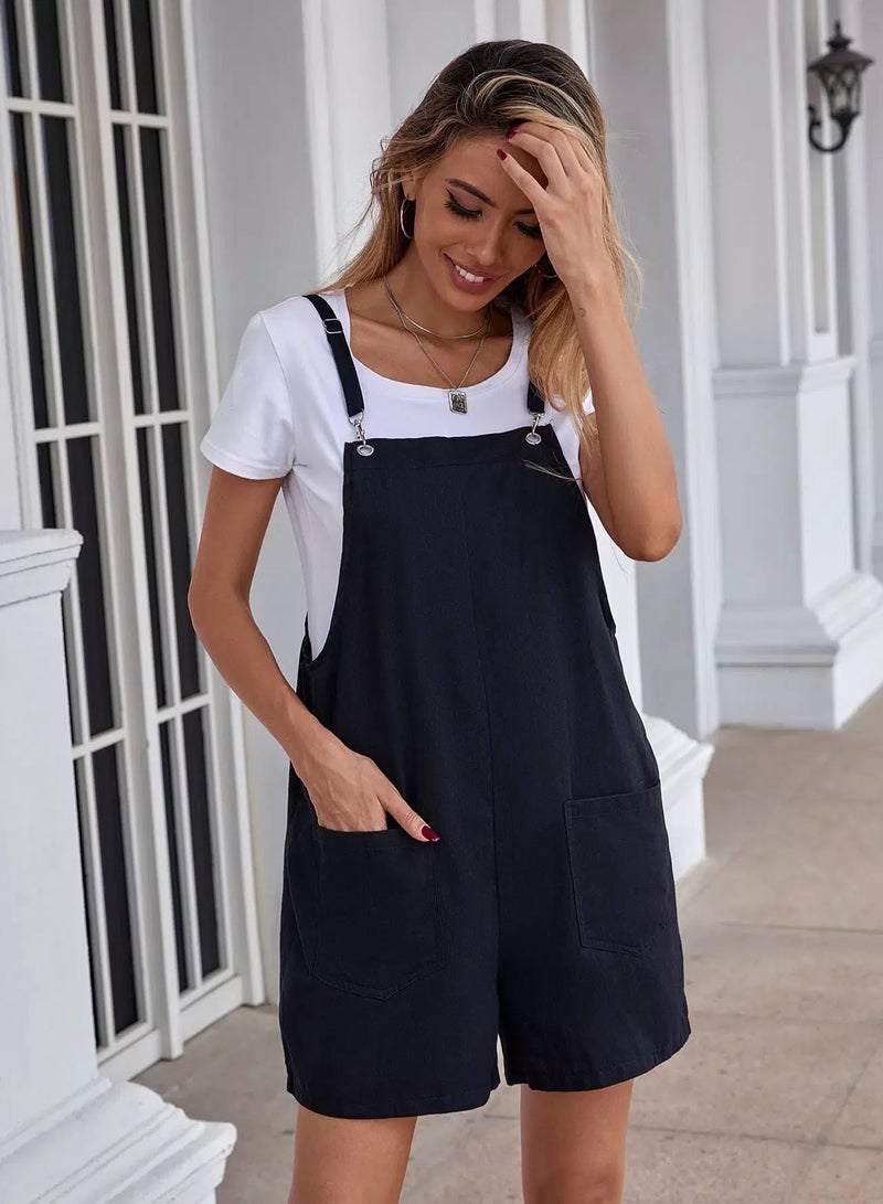 Dual Pockets Overall Romper  - Image 1