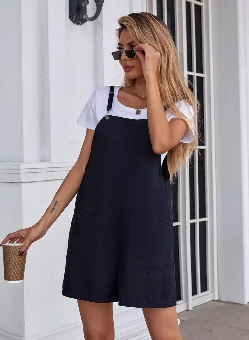 Dual Pockets Overall Romper  - Image 4