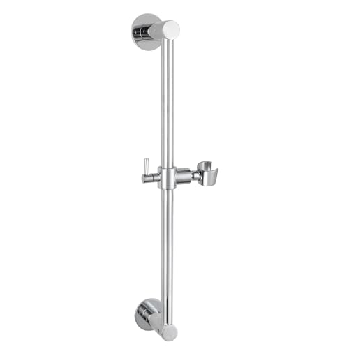 YDmeet Shower Slide Bar Adjustable Handheld Shower Head Holder Wall Mount - 15inch All-Metal Shower Head Slide Bar Compatible with Bathroom Drill Free Glue Installation - Polished Chrome - Image 1