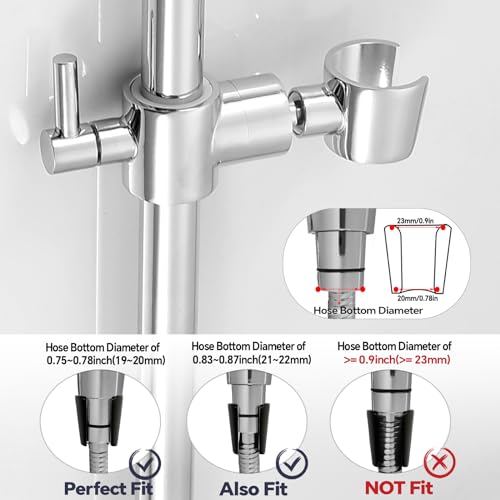 YDmeet Shower Slide Bar Adjustable Handheld Shower Head Holder Wall Mount - 15inch All-Metal Shower Head Slide Bar Compatible with Bathroom Drill Free Glue Installation - Polished Chrome - Image 3