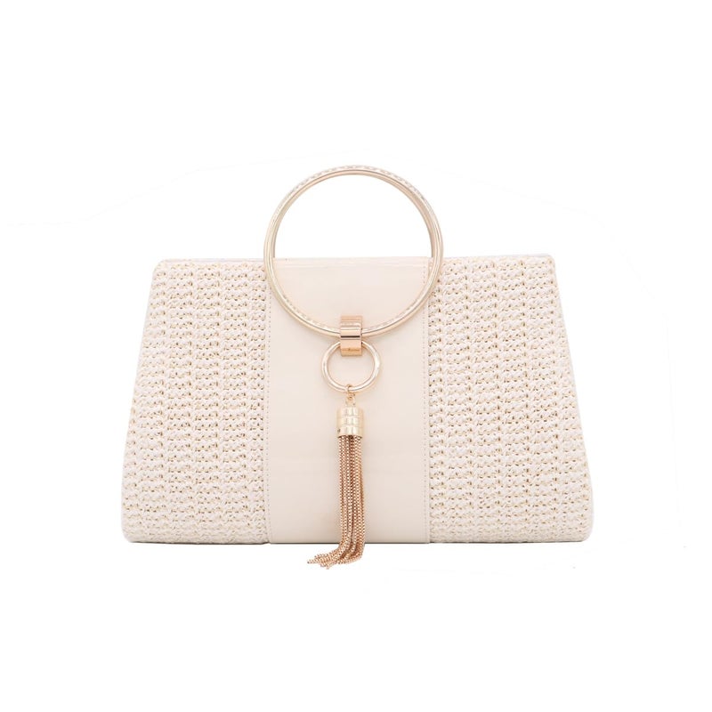 Magnitt Women Straw Bag Evening Clutch Purse Elegant Handbags Formal Party Clutches Purses for Wedding/Prom/Cocktail (White A) - Image 1